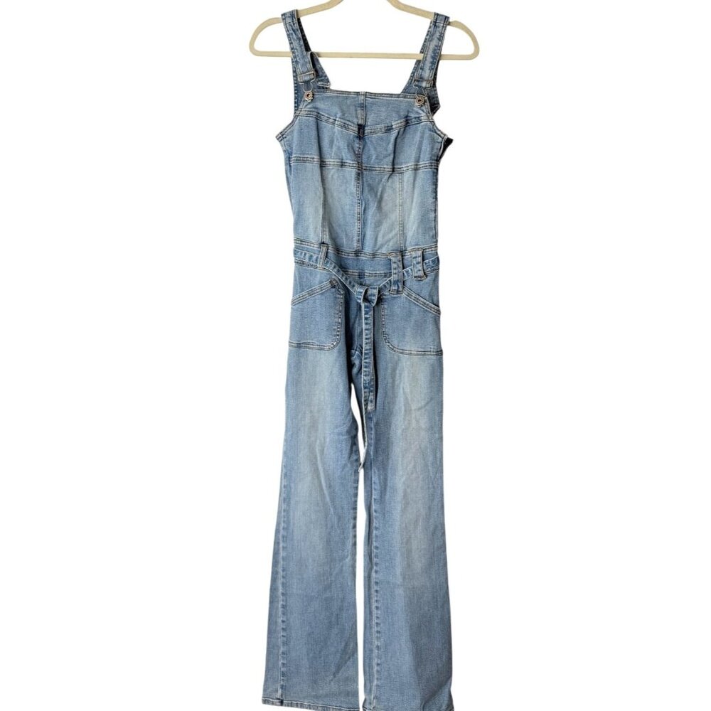 Hot Kiss Vintage Denim Jumpsuit Belt One-Piece 90s Y2K Stretch Blue Women Size S